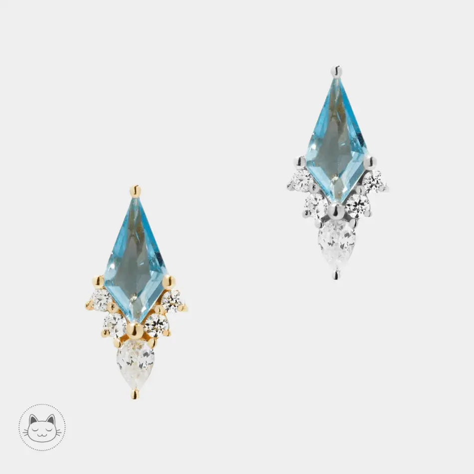 Buddha Jewelry - Afterglow - Topaze bleue et Swarovski - Kawaii Place piercing