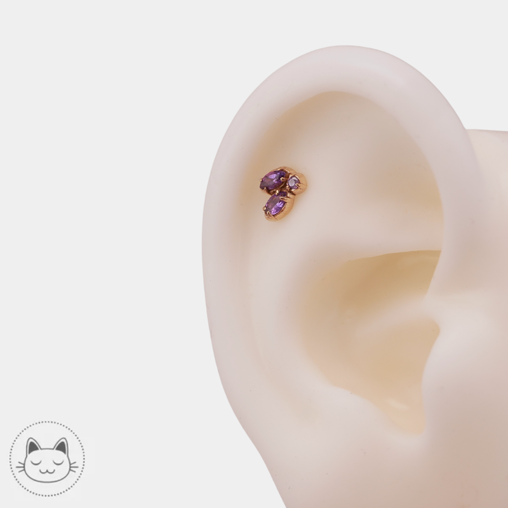 Embout de bijou piercing Sacred Symbols en or jaune 14K modèle ND8