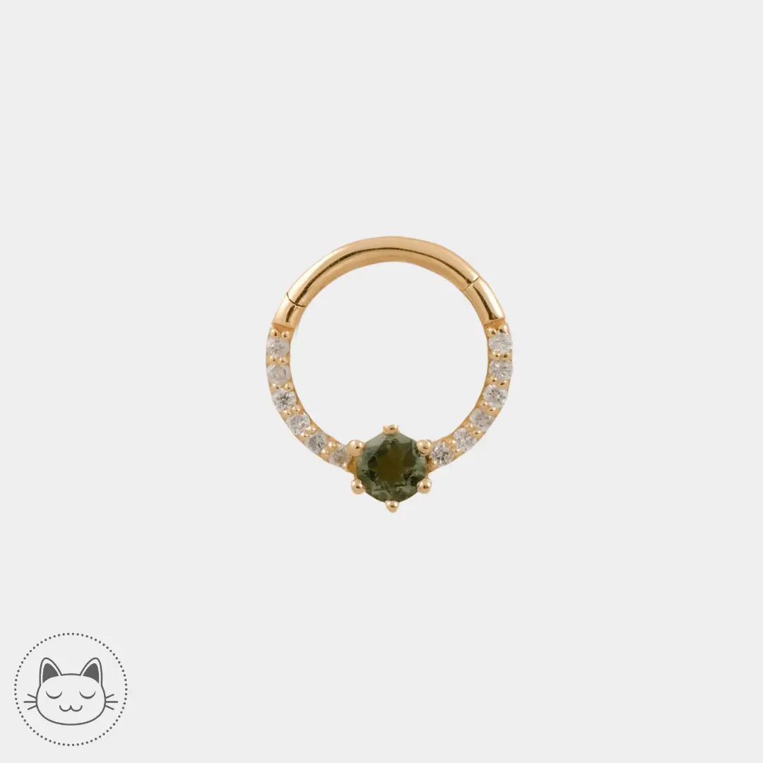 Naga Jewelry - Heart of the Swamp - Diamants blancs & Moldavite - Kawaii Place piercing