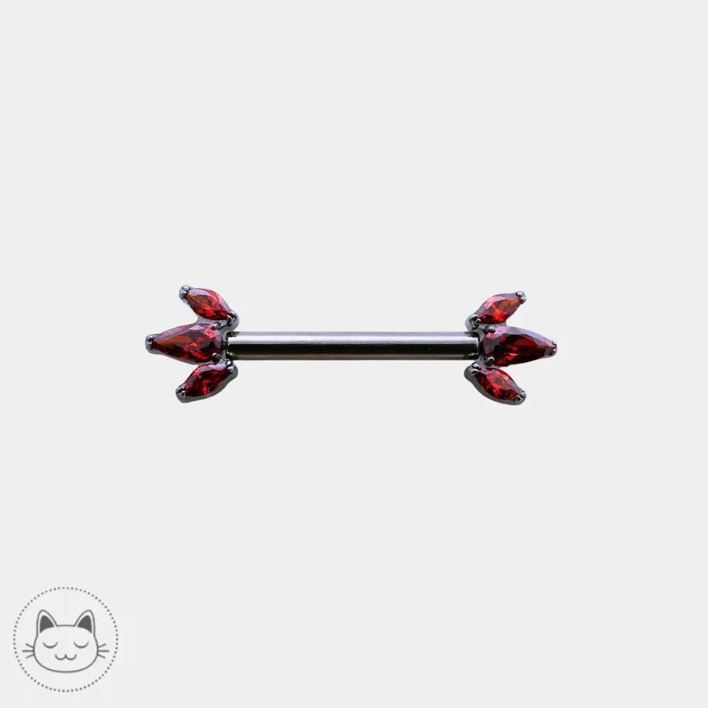 Bijou de téton Invictus en titane avec zircons rouges