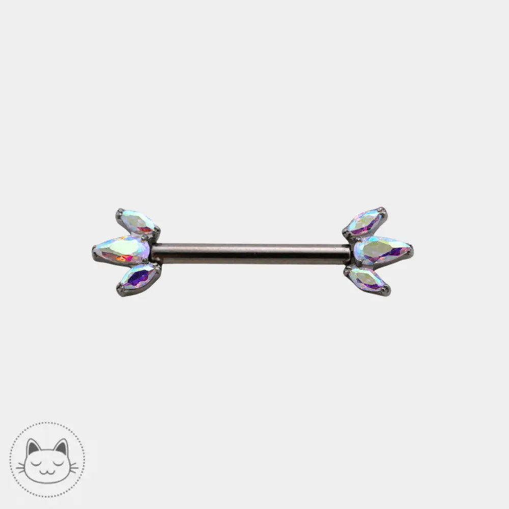 Bijou de téton Invictus en titane avec zircon Aurora Borealis