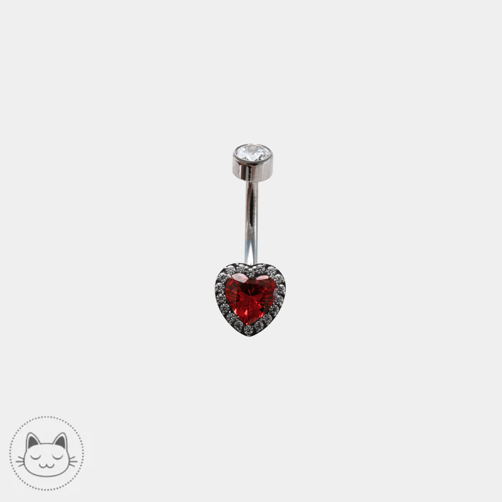 Bijou de nombril Invictus en titane ASTM F136 avec zircon rouge