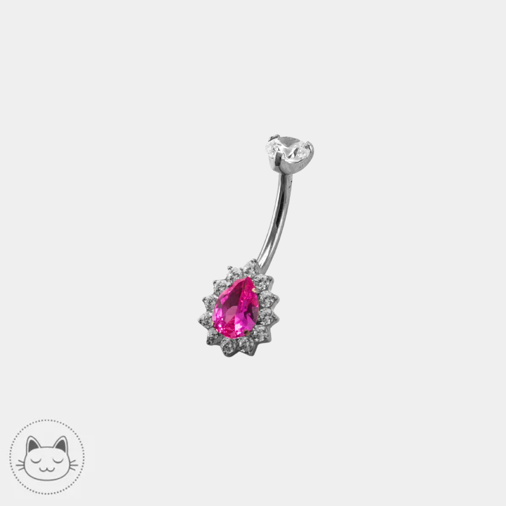 Bijou de nombril Invictus en titane avec zircon rose et zircons blancs