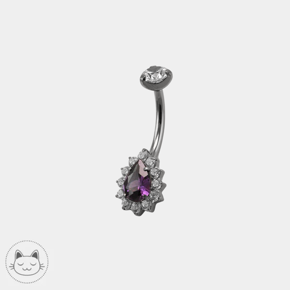 Piercing nombril Invictus en titane avec zircon violet et zircons blancs