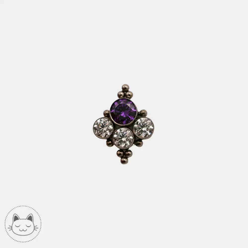 Bijou LeRoi titane zircon violet et zircon blanc