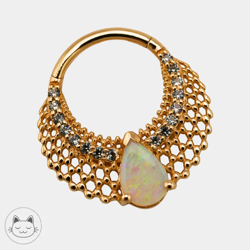 Anneau septum Naga Jewelry or 14k avec opale australienne