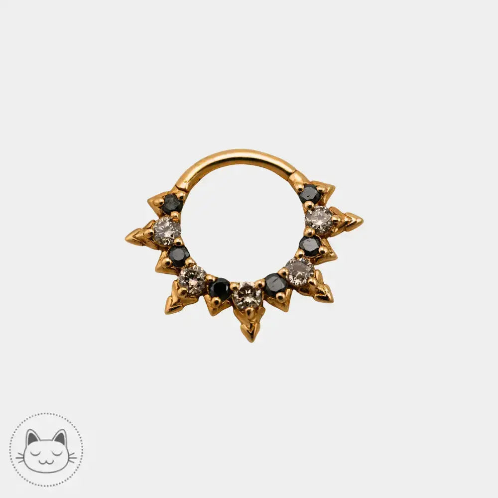 Anneau clicker Naga or 14K diamants blancs noirs