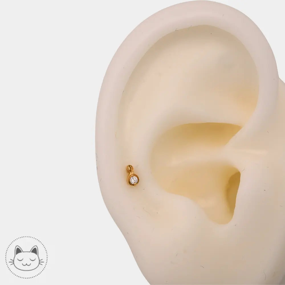 Cabochon de piercing Naga Jewelry or 14k avec diamant blanc