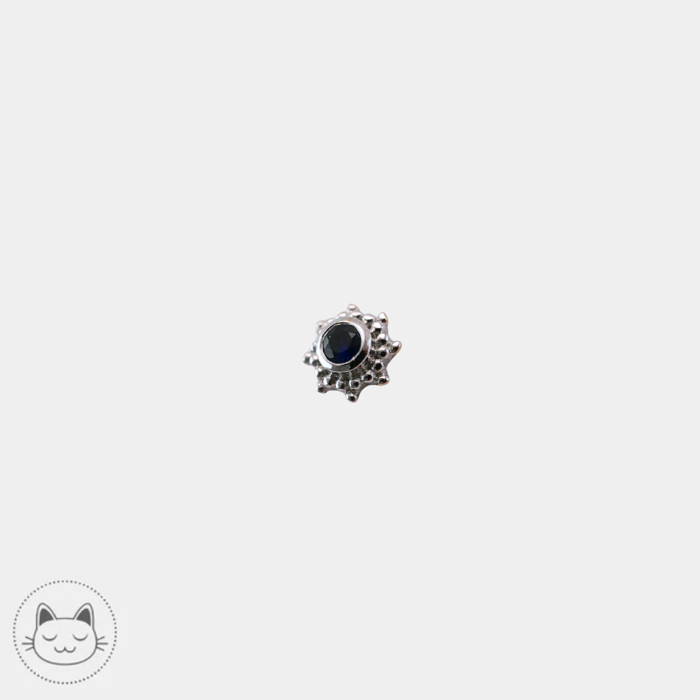Bijou piercing or blanc 14K saphir bleu nuit Naga Galileo