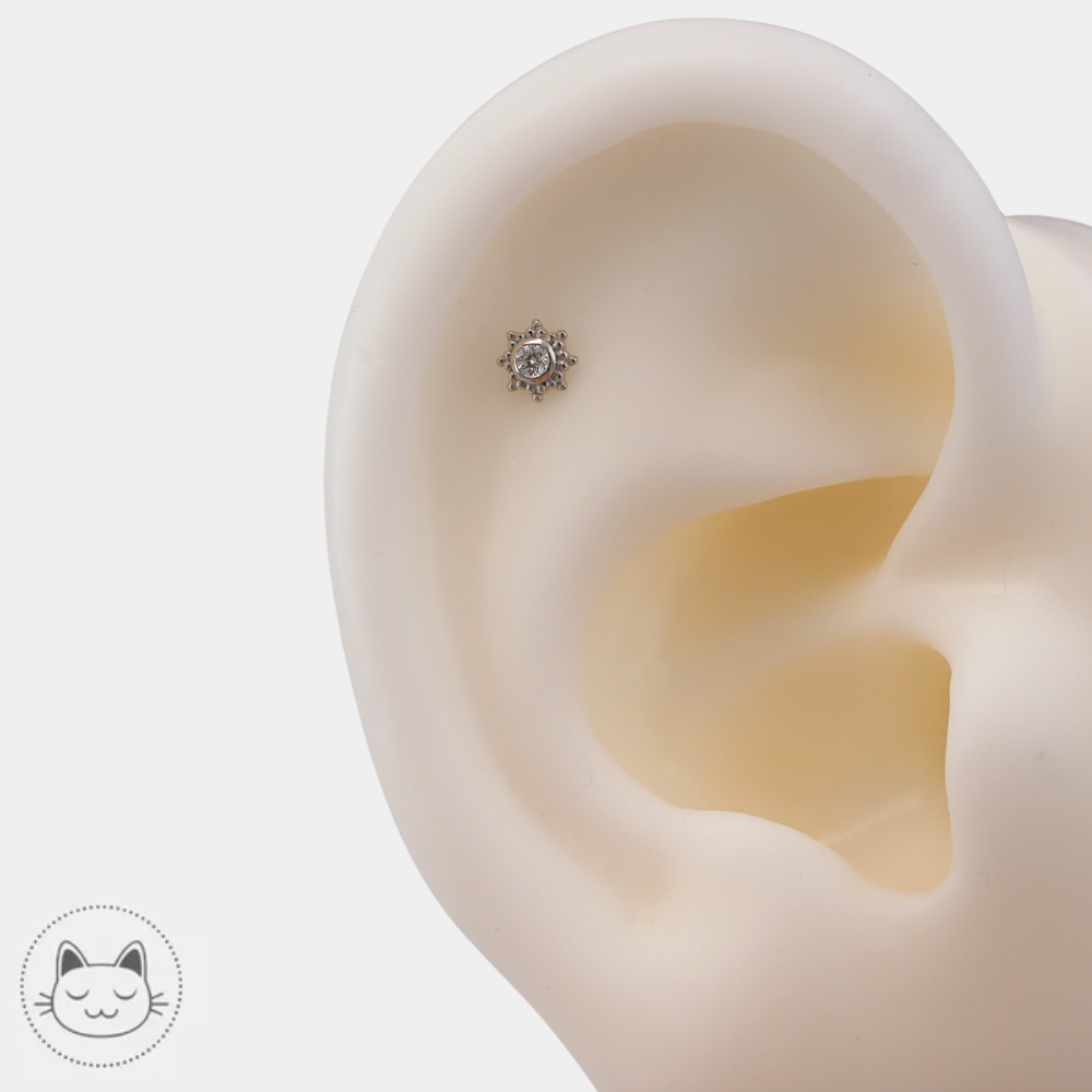 Piercing helix diamant blanc or blanc Naga Galileo