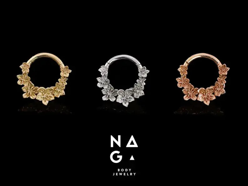 Naga Jewelry - Sakura no Ame - Anneau or rose Kawaii Place piercing