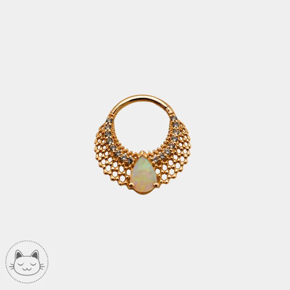 Anneau clicker Naga Jewelry en or 14k avec opale australienne et diamants blancs