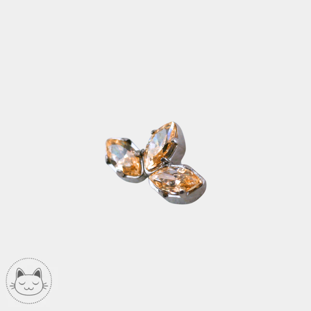 bijou piercing titane zircon champagne neometal marquise vue de côté