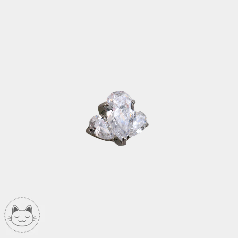 bijou piercing titane zircons blancs fan cluster neometal vue détail