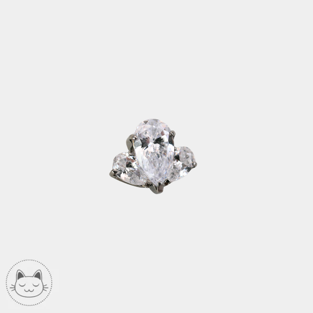 bijou piercing titane zircons blancs fan cluster neometal vue profil