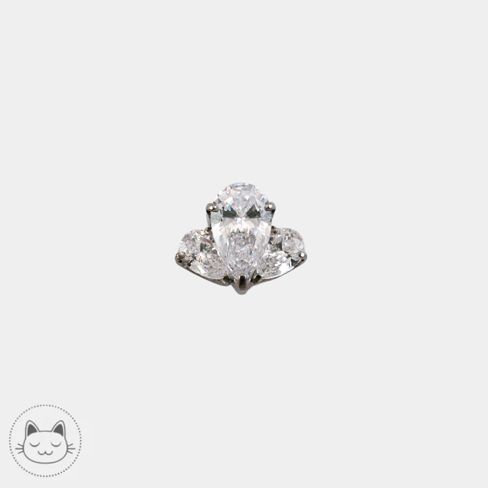 bijou piercing titane zircons blancs forme poire fan cluster neometal