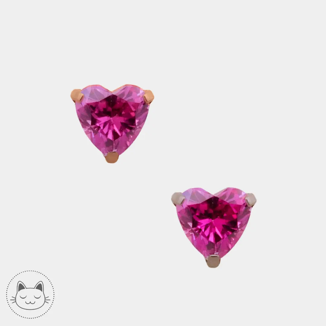 Bijou NeoMetal titane zircon rose en forme de cœur