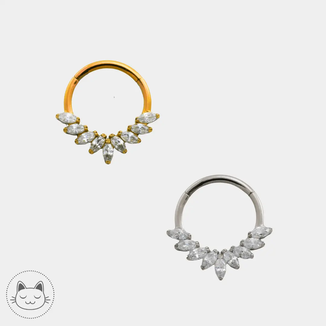 Anneau - Titane et Zircons marquise - Kawaii Place piercing