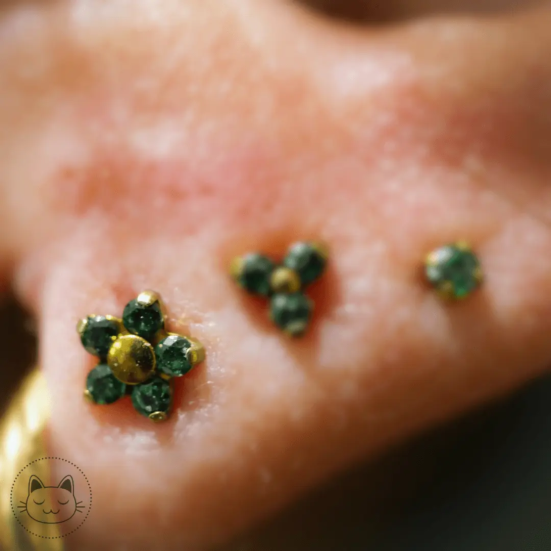 NeoMetal - Flower - Zircon Vert - Kawaii Place piercing