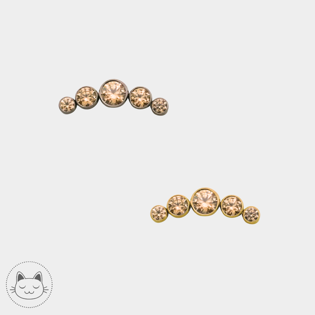 LeRoi - 6t - Titane et zircons champagnes Kawaii Place piercing