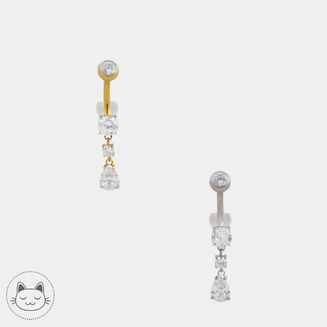 Bijou nombril pendant - Titane - Zircon Blanc - Kawaii Place piercing