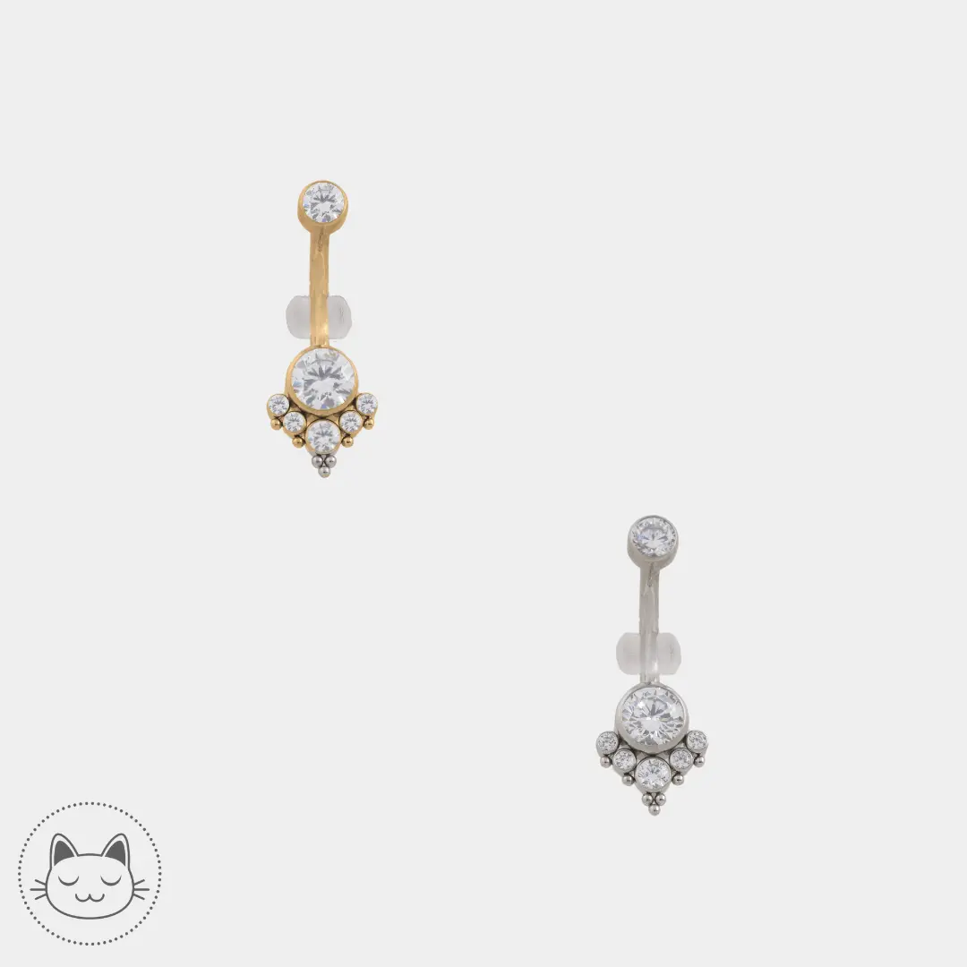 Bijou nombril ornements, billes - Titane - Zircon Blanc - Kawaii Place piercing