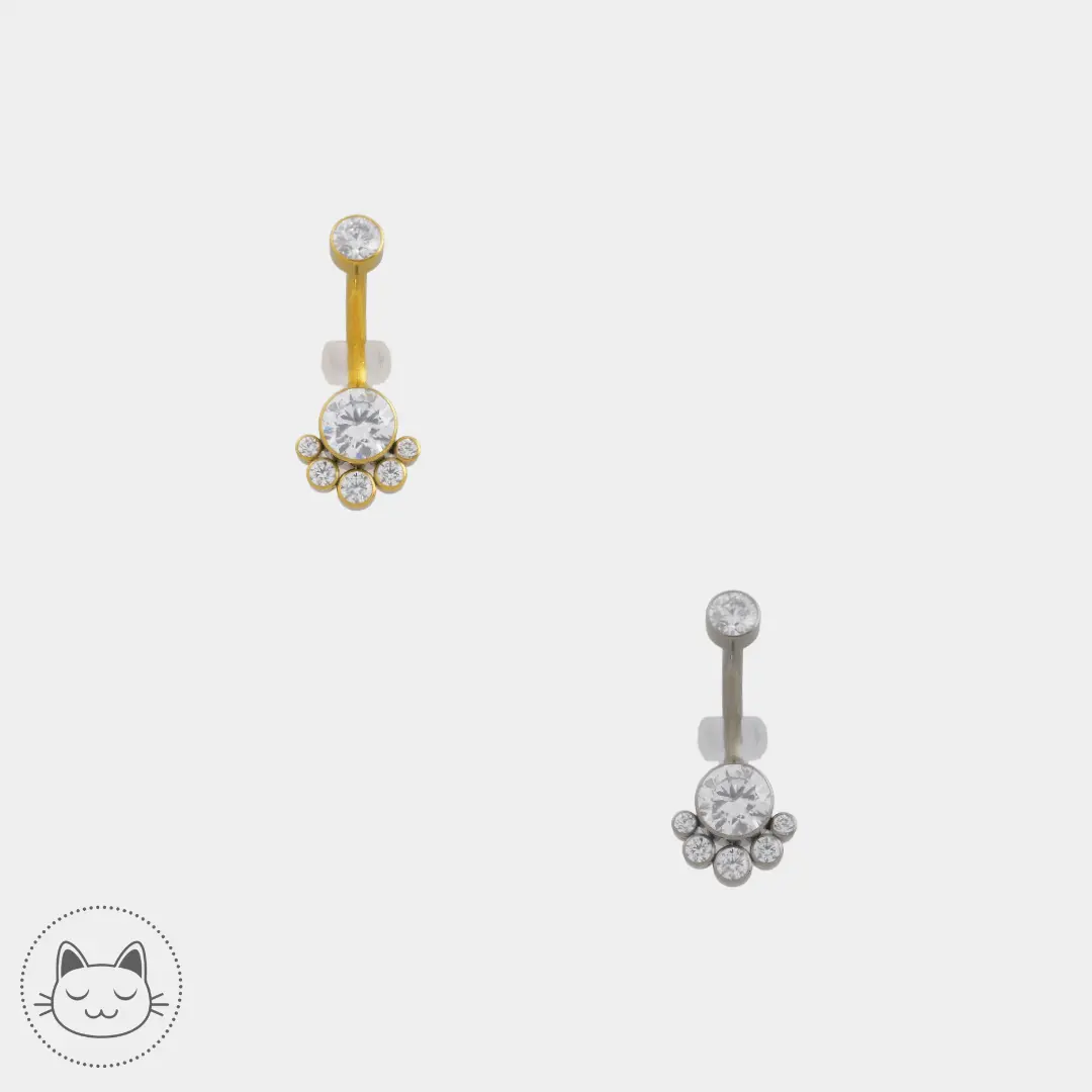 Bijou nombril ornements - Titane - Zircon Blanc - Kawaii Place piercing