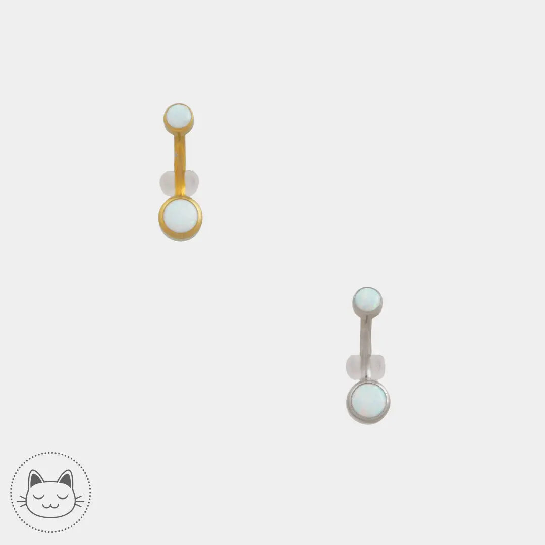 Bijou nombril - Titane - Opaline blanche - Kawaii Place piercing
