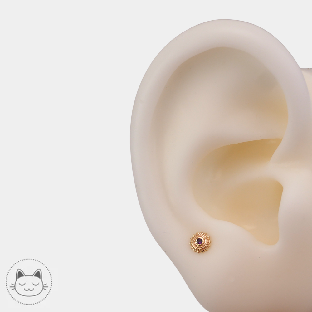 Piercing BVLA Afghan amethyste sombre 4 mm pour helix et tragus