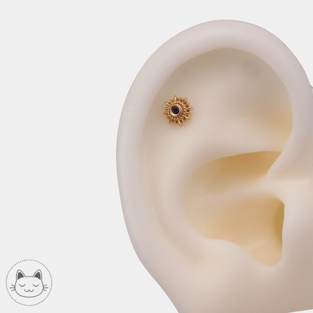 Bijou BVLA en or massif 14k avec amethyste sombre