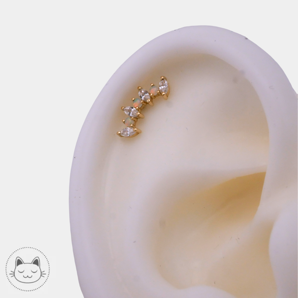 Piercing BVLA Tiny 7 Sara avec zircons blancs et opales AAA