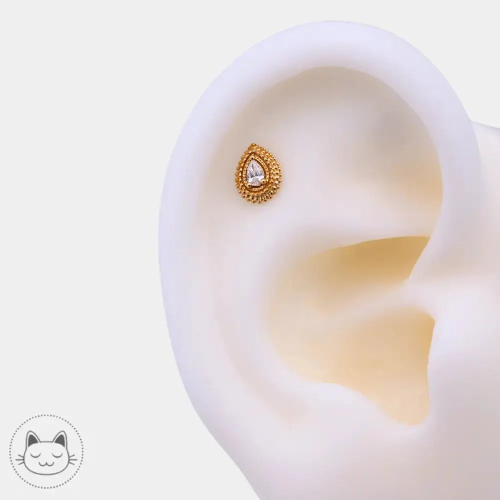 Zircon blanc BVLA Mini Afghan Pear or 14K