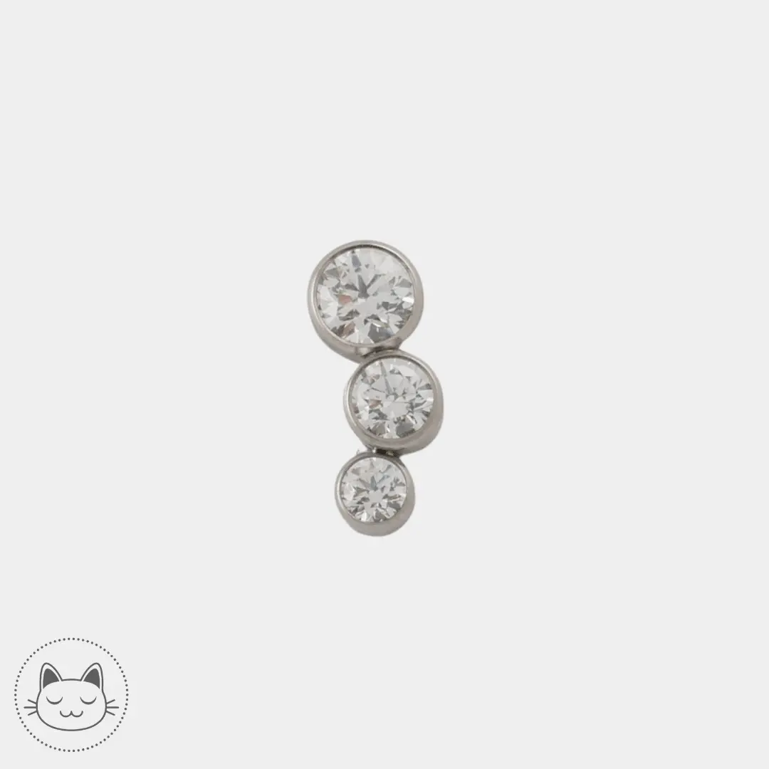 Piercing LeRoi 3T D en titane avec zircon blanc