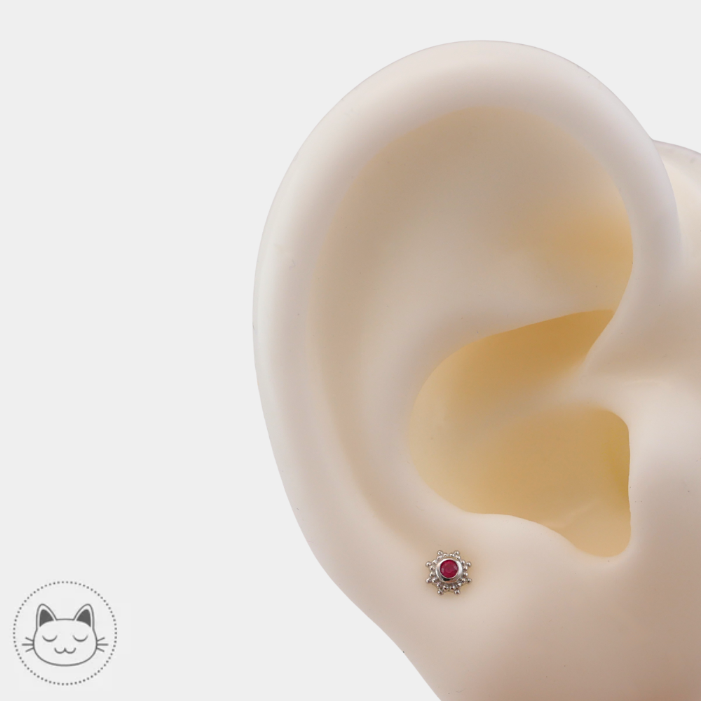 Piercing lobe rubis en or 14 carats Naga Galileo