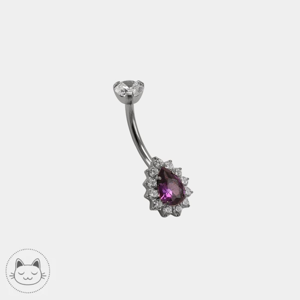 Piercing nombril Invictus en titane avec zircon violet et zircons blancs