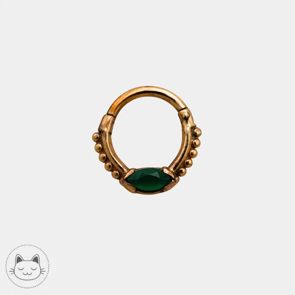 Anneau Sacred Symbols C005 or 14k avec onyx chrysoprase ou opale