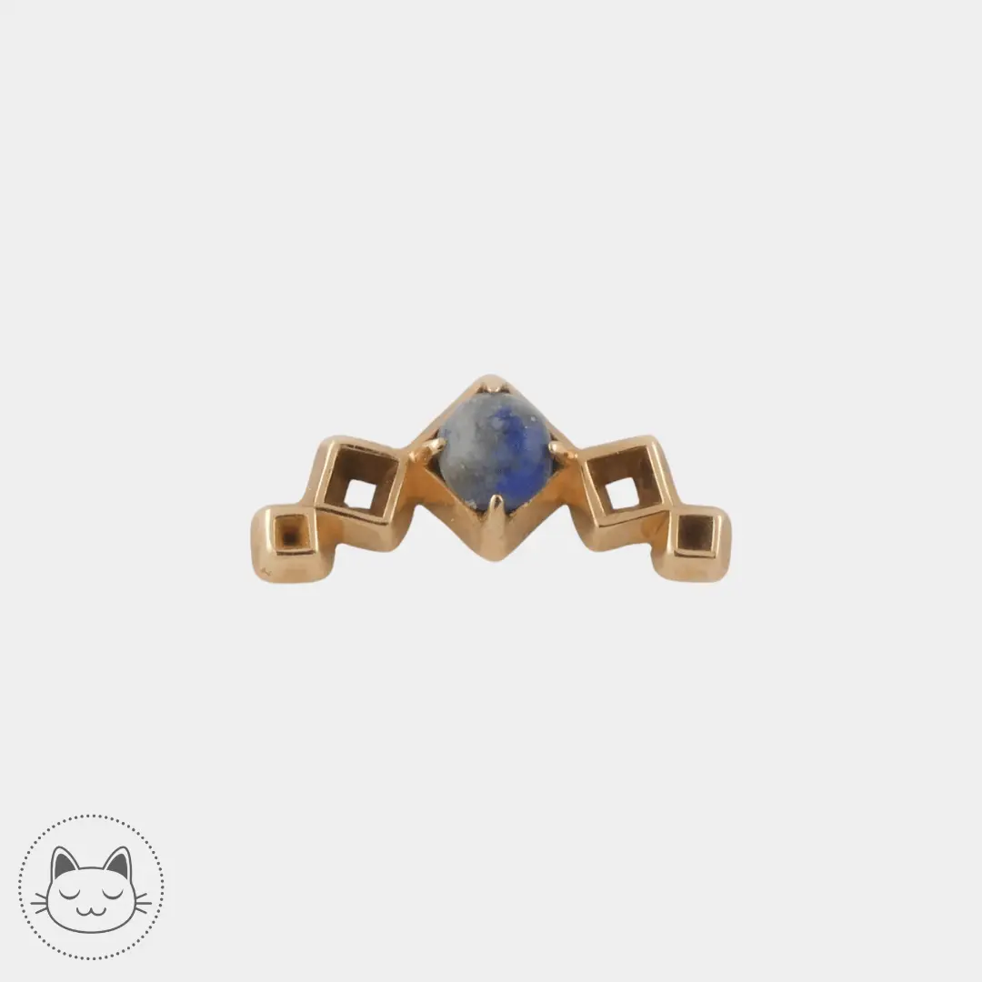 Bijou Sacred Symbols D15 en or 14 carats avec pierre Lapis Lazuli bleue, disponible à Lille chez Kawaii Place