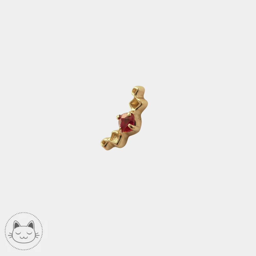 Bijou piercing Sacred Symbols D15 avec pierre rubis rouge
