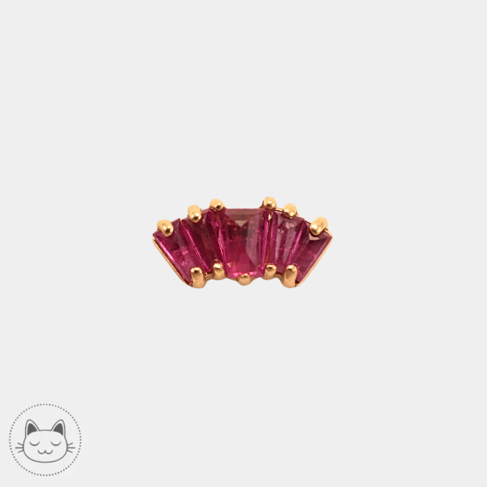 Bijou piercing Sacred Symbols D2 en or jaune 14K avec rubis