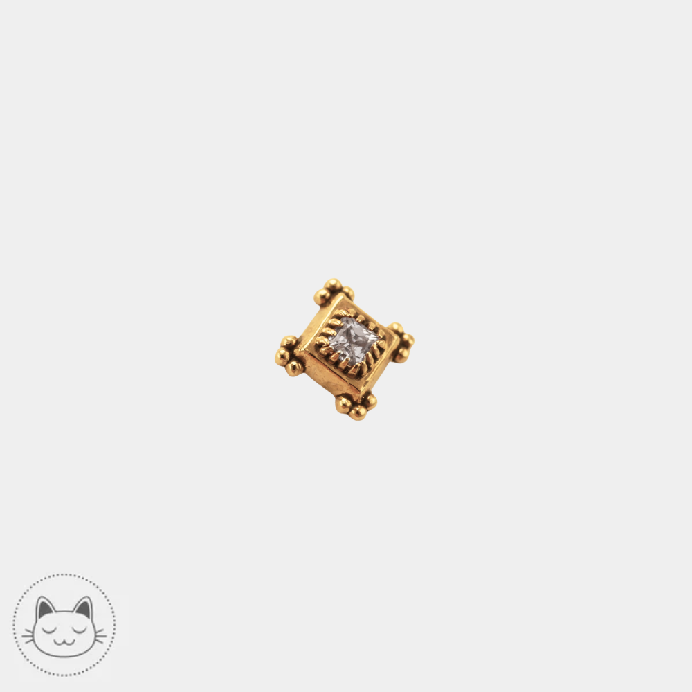 Bijou piercing Sacred Symbols D35 en or jaune 14K avec zircon blanc