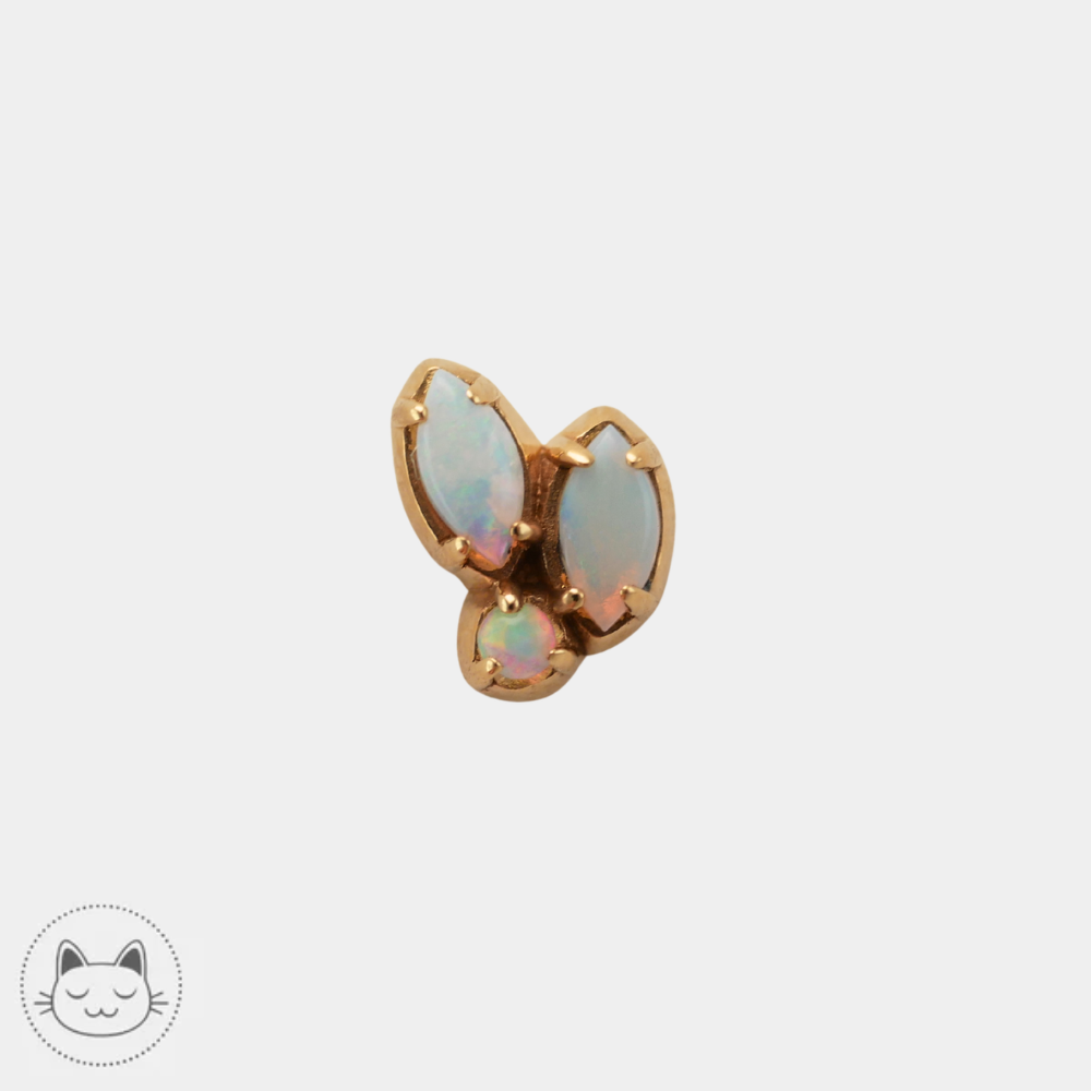 Bijou piercing Sacred Symbols ND8 en or jaune 14K avec opales