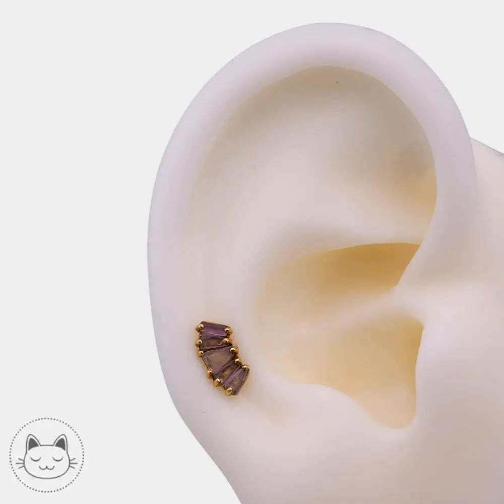 Piercing oreille améthyste or 14k Sacred Symbols