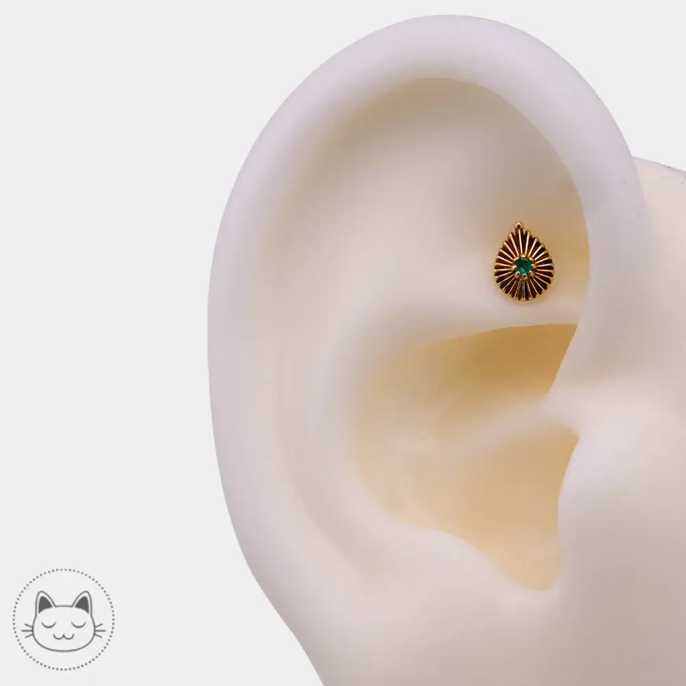 Piercing émeraude or 14k Sacred Symbols