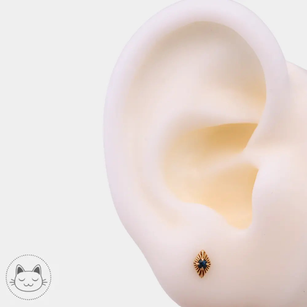 Piercing or 14K saphir Sacred Symbols D58