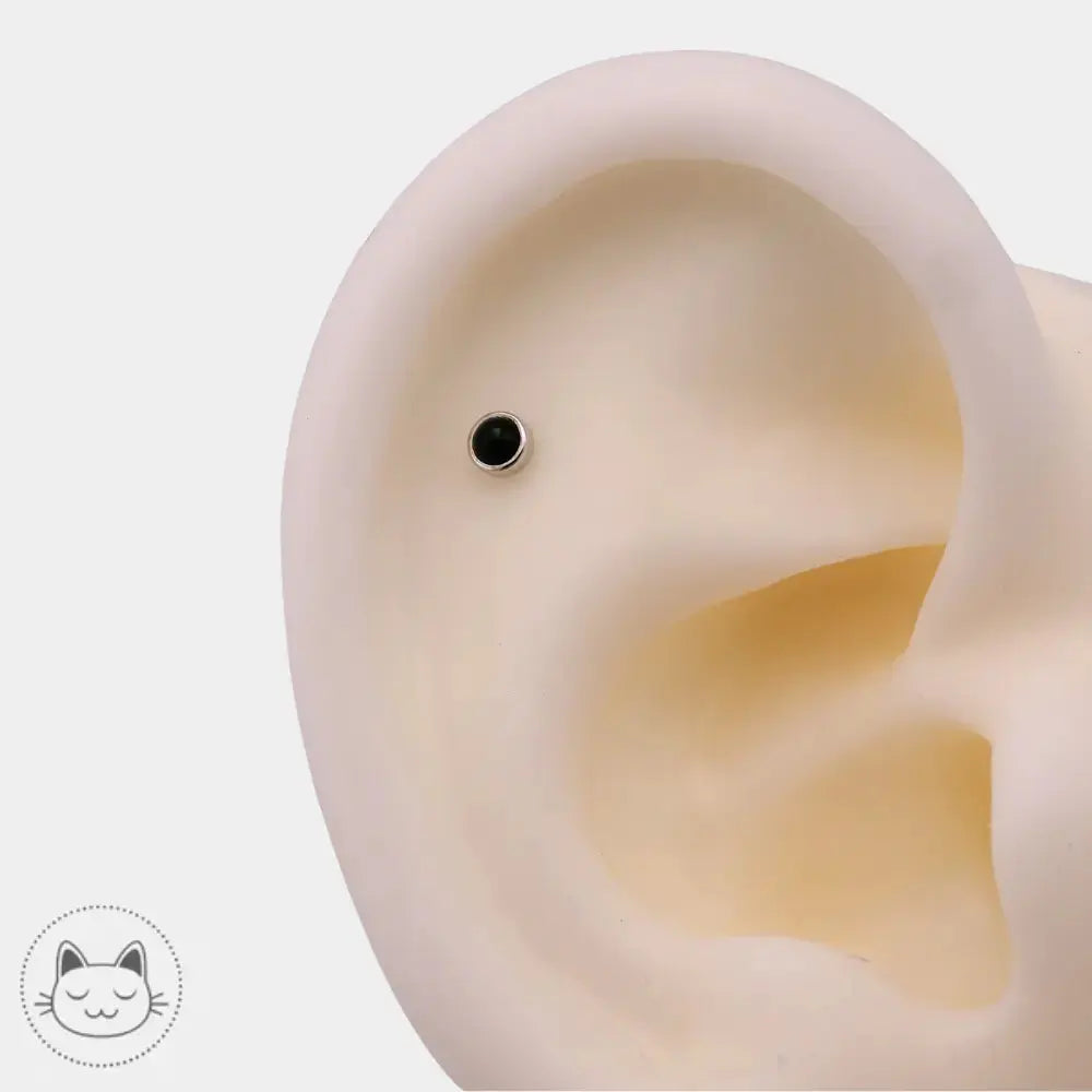 Embout BVLA Cabochon or blanc 14k avec onyx