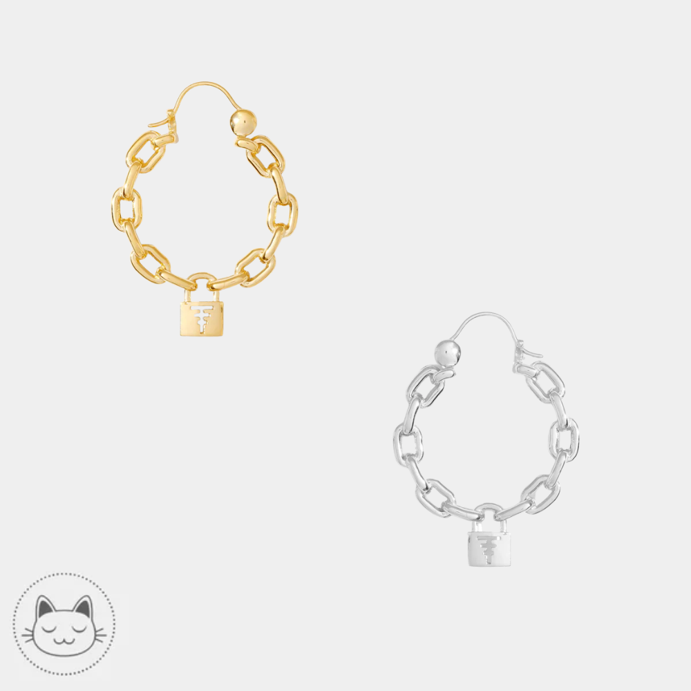 créoles Tawapa Lock and Chain Hoop 35mm plaqué or 18k