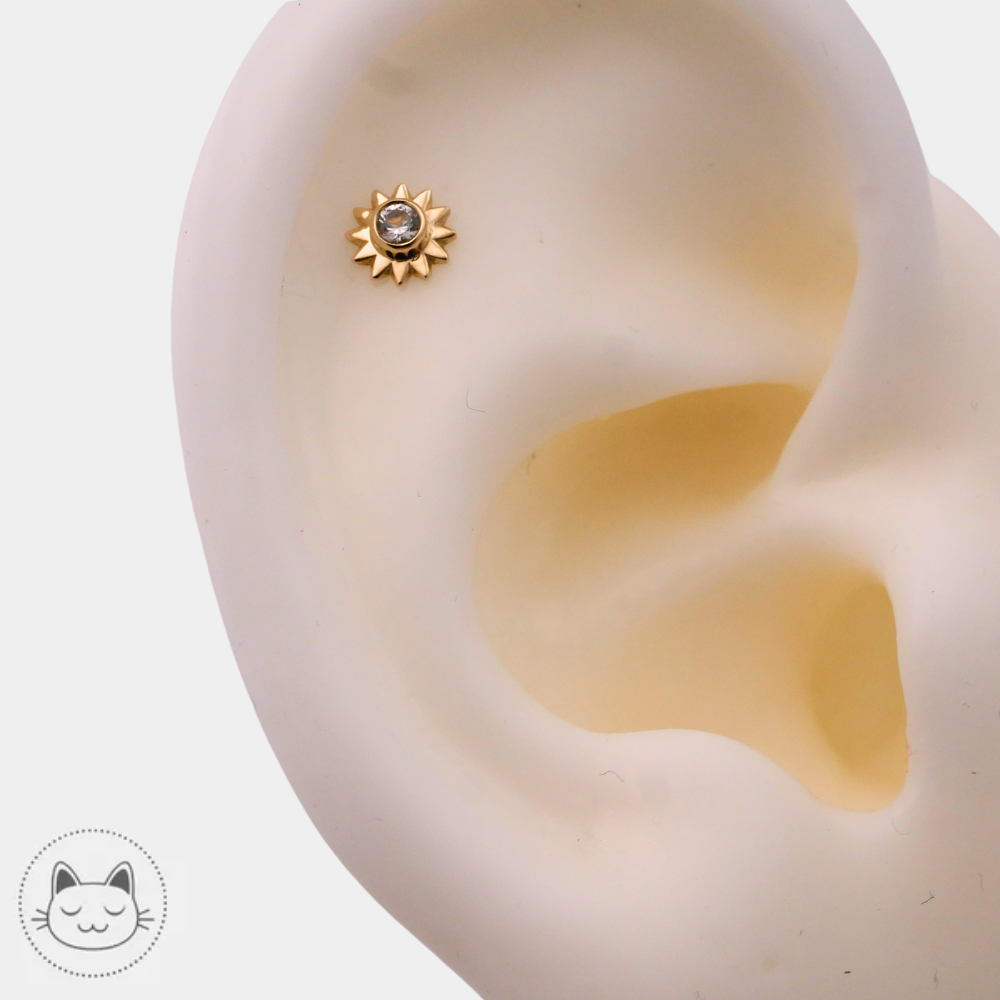 Piercing BVLA modèle Sun or 14k et saphir blanc