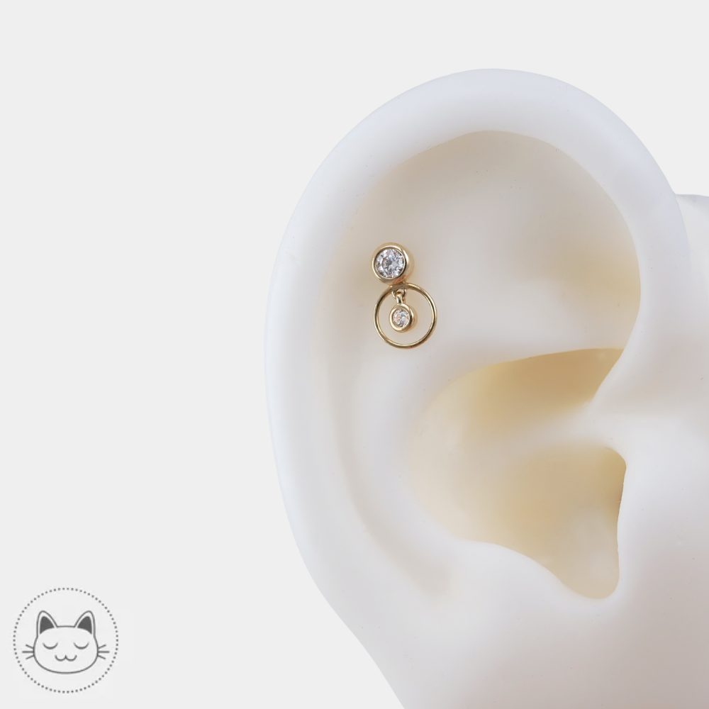Buddha Jewelry Warhol avec zircons blancs, dimensions 8,9 x 5,4 mm