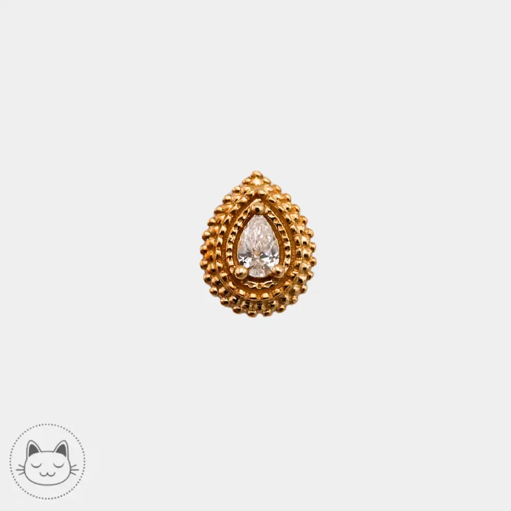 Mini Afghan Pear BVLA en or 14K zircon blanc