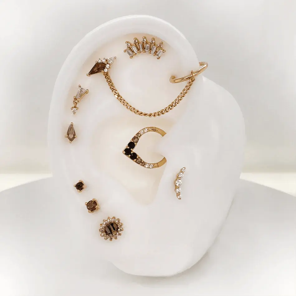 Buddha Jewelry - Afterglow - Quartz fumé et Or jaune - Kawaii Place piercing